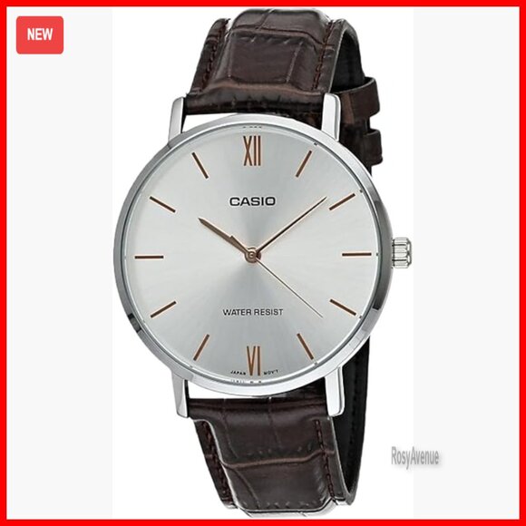 Men's Analog Watch Stainless Steel Case Leather Band Quartz Movement